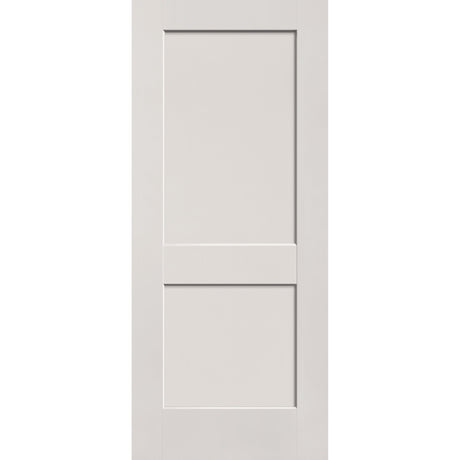 Fiberglass entry door, 2 panel shaker, 34" x 80", white satin smooth finish