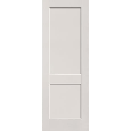 Fiberglass entry door, 2 panel shaker, 34" x 96", white satin smooth finish