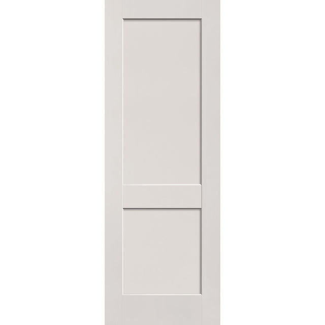 Fiberglass entry door, 2 panel shaker, 34" x 96", white satin smooth finish