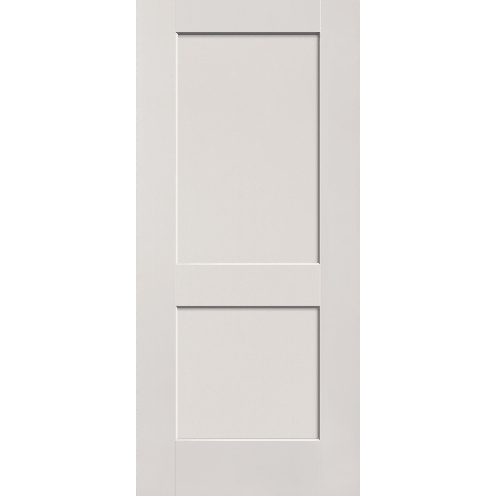 20-minute fire-rated fiberglass entry door, 2 panel shaker, 36" x 80", white satin smooth finish