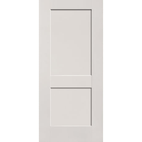 Fiberglass entry door, 2 panel shaker, 36" x 80", white satin smooth finish
