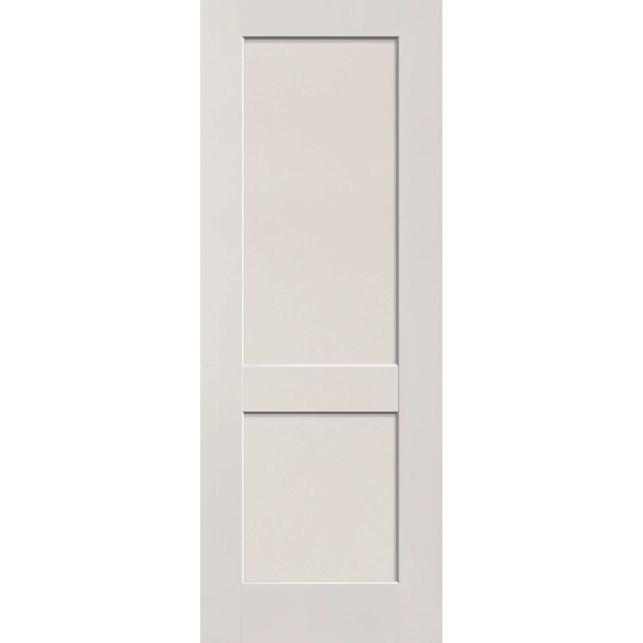 Fiberglass entry door, 2 panel shaker, 36" x 96", white satin smooth finish