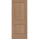 Hurricane-rated fiberglass entry door, 2 panel, 32" x 80", tan woodgrain finish