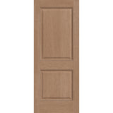 Hurricane-rated fiberglass entry door, 2 panel, 32" x 80", tan woodgrain finish