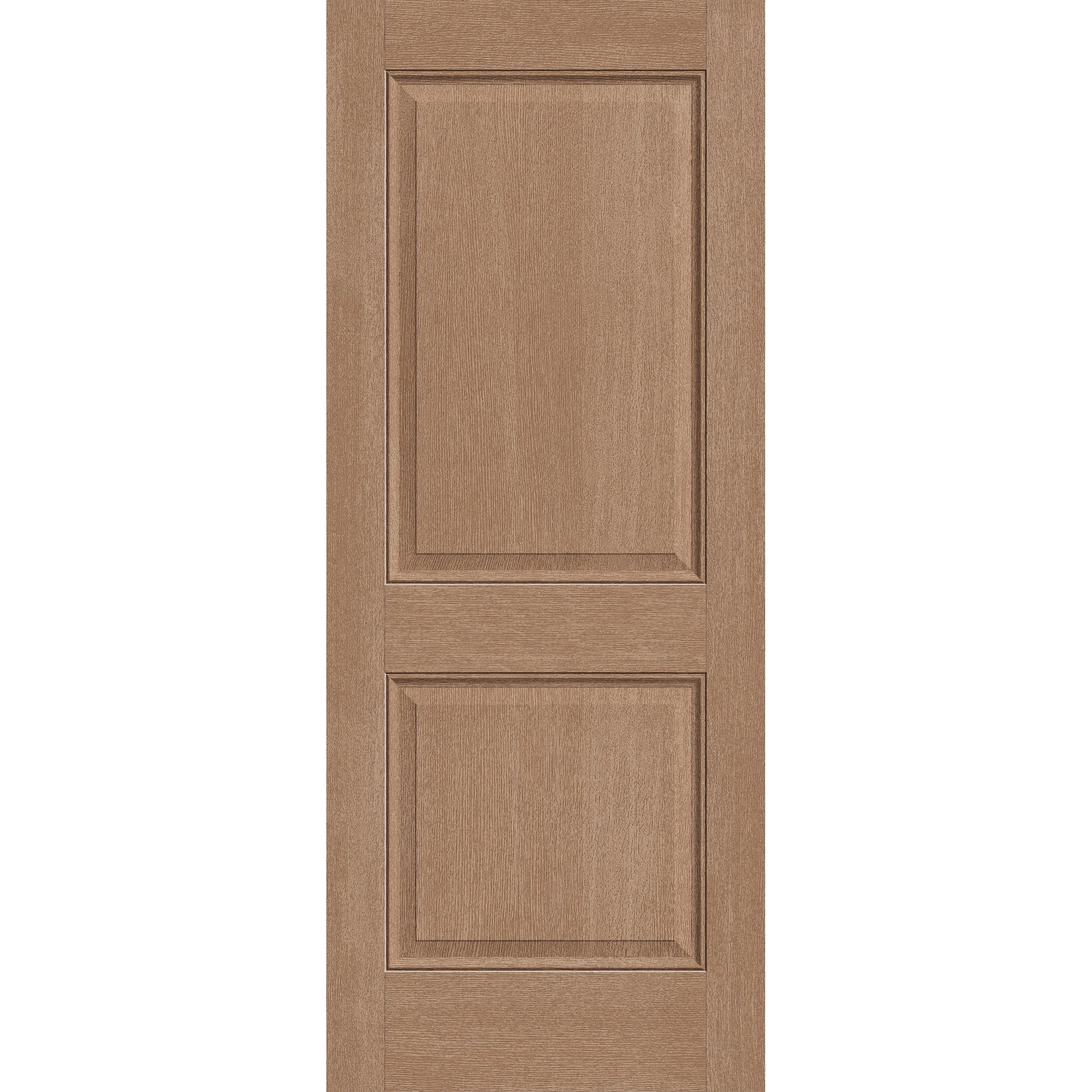 Fiberglass entry door, 2 panel, 32" x 80", tan woodgrain finish