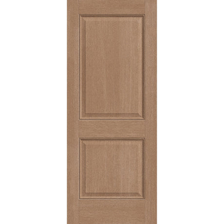 Fiberglass entry door, 2 panel, 32" x 80", tan woodgrain finish
