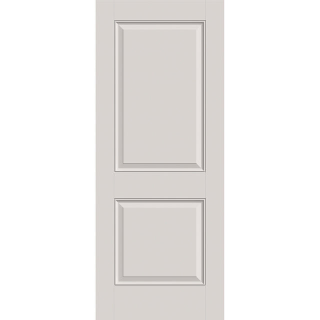 Hurricane-rated fiberglass entry door, 2 panel, 32" x 80", white satin smooth finish