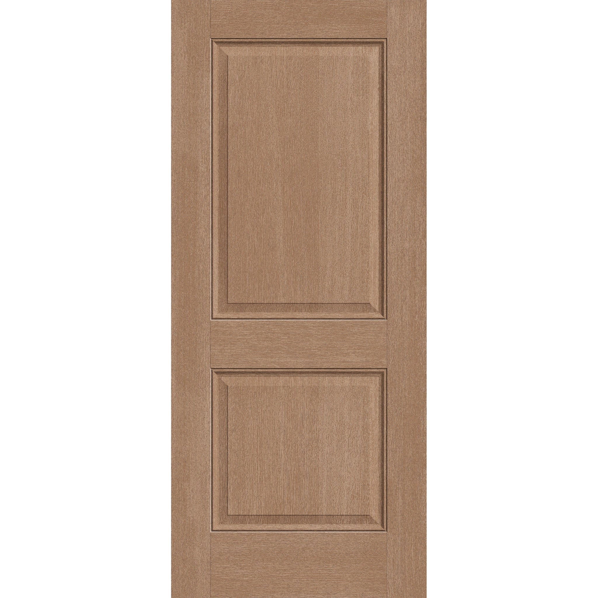 Fiberglass entry door, 2 panel, 34" x 80", tan woodgrain finish