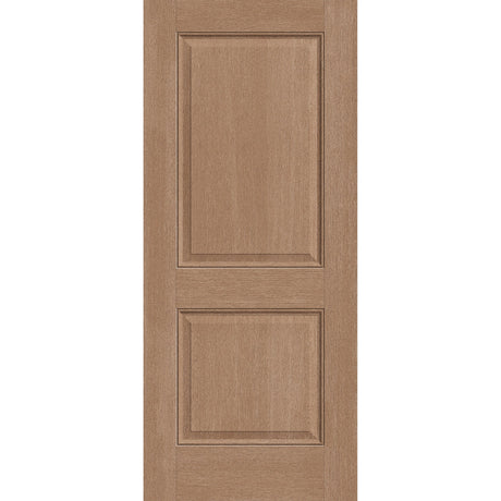 Fiberglass entry door, 2 panel, 34" x 80", tan woodgrain finish