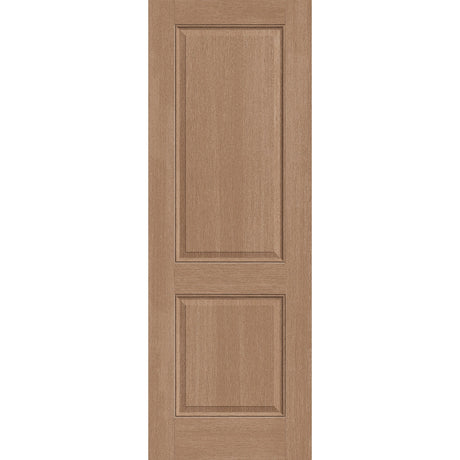 Hurricane-rated fiberglass entry door, 2 panel, 34" x 96", tan woodgrain finish