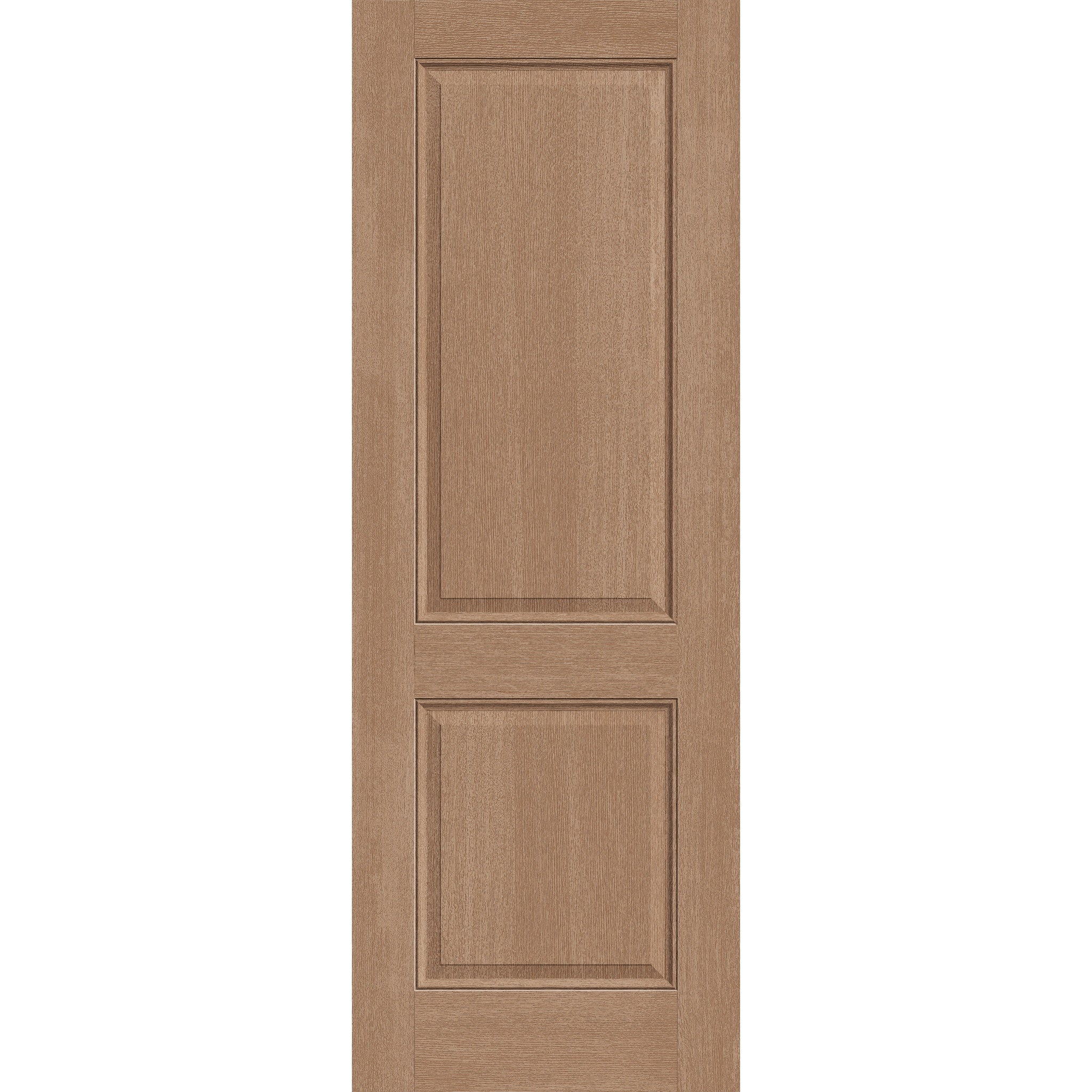 Fiberglass entry door, 2 panel, 34" x 96", tan woodgrain finish