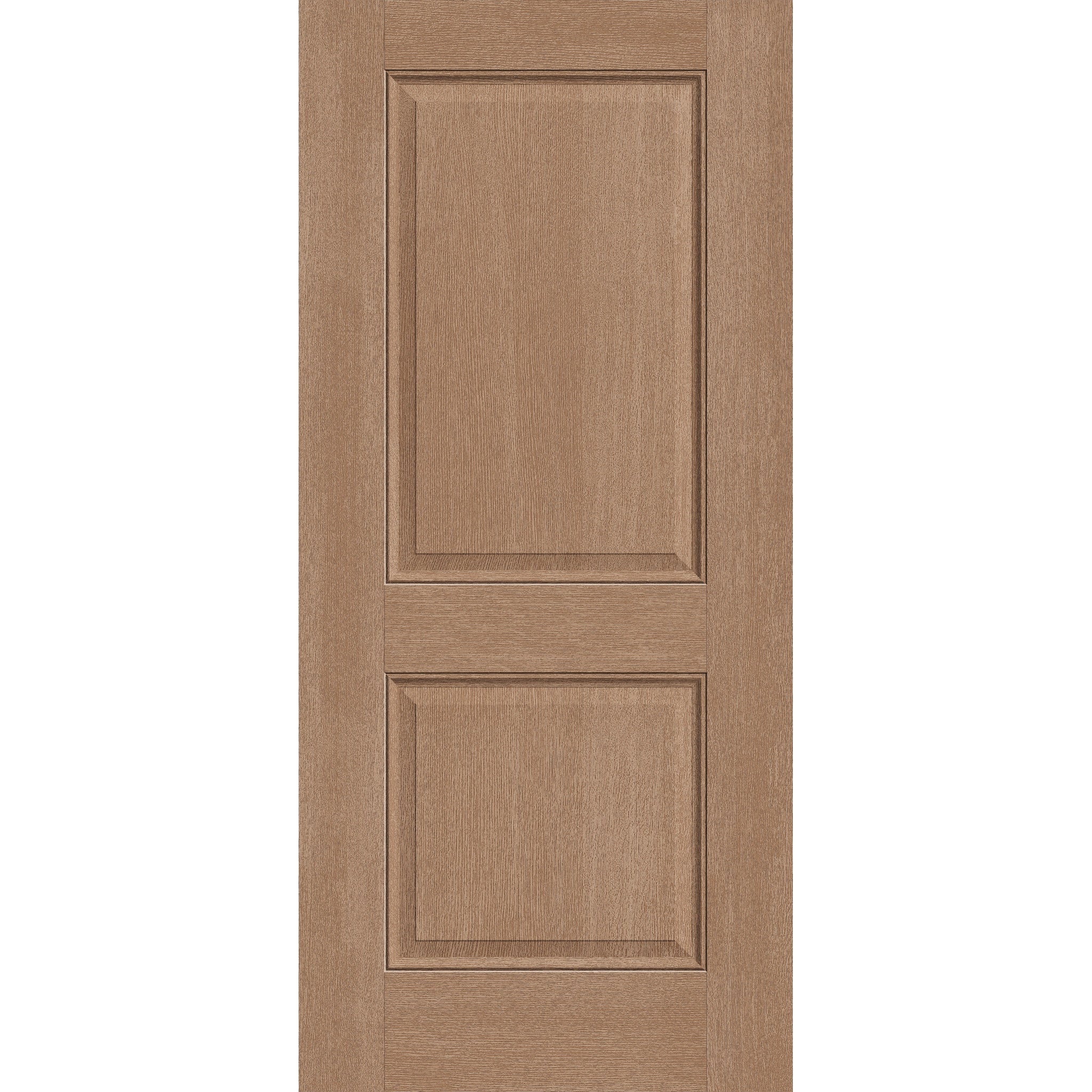 Fiberglass entry door, 2 panel, 36" x 80", tan woodgrain finish