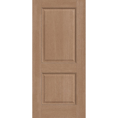 Fiberglass entry door, 2 panel, 36" x 80", tan woodgrain finish