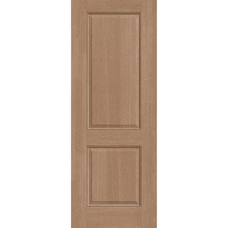 Fiberglass entry door, 2 panel, 36" x 96", tan woodgrain finish