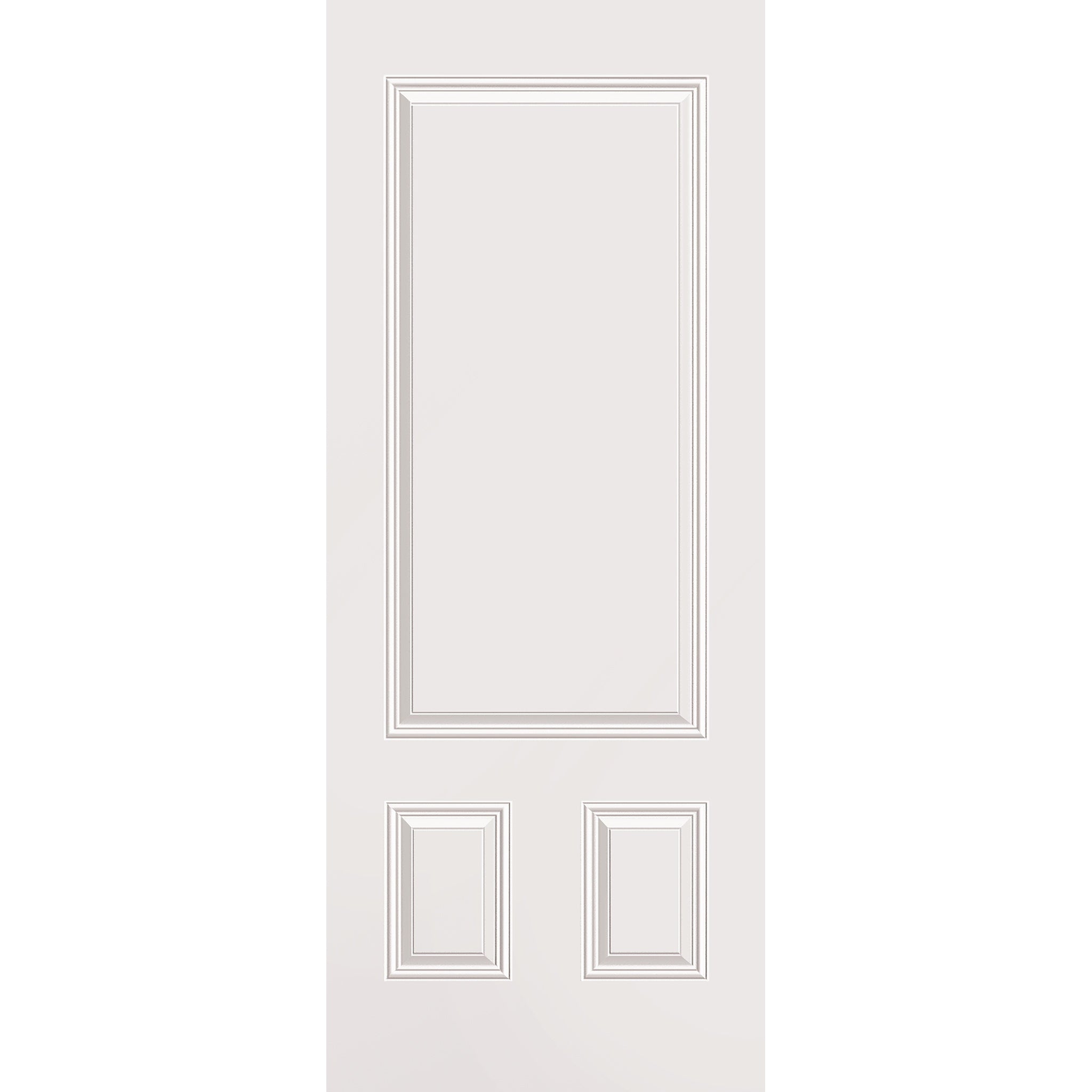 Wood edge steel entry door, 3 panel 3/4, 32" x 80", primed white finish