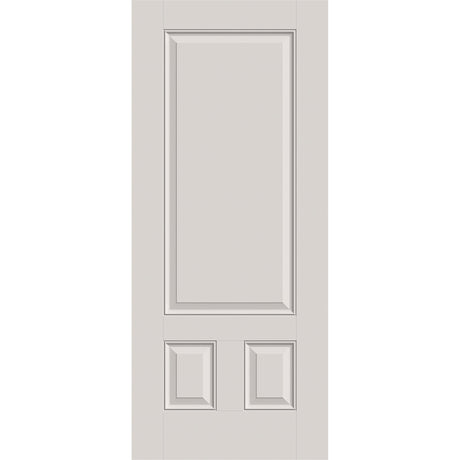 Fiberglass entry door, 3 panel 3/4, 34" x 80", white satin smooth finish