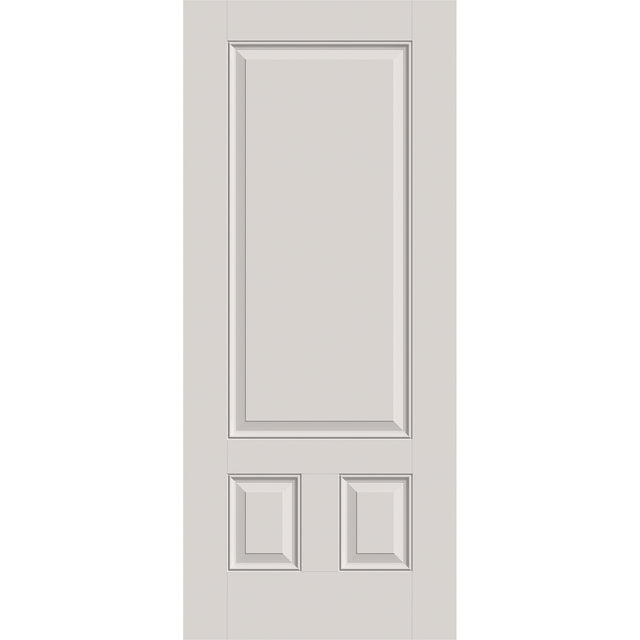 Fiberglass entry door, 3 panel 3/4, 34" x 80", white satin smooth finish