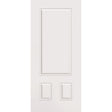 Wood edge steel entry door, 3 panel 3/4, 36" x 80", primed white finish