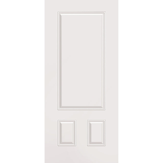 Wood edge steel entry door, 3 panel 3/4, 36" x 80", primed white finish