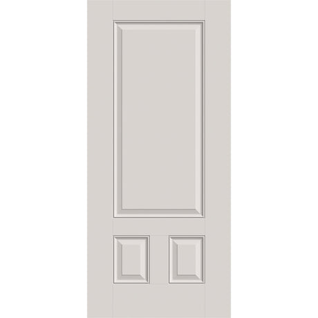 Fiberglass entry door, 3 panel 3/4, 36" x 80", white satin smooth finish