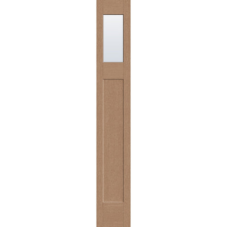 Clear flush glazed hurricane-rated fiberglass sidelite panel, Craftsman, 12" x 80", tan woodgrain finish
