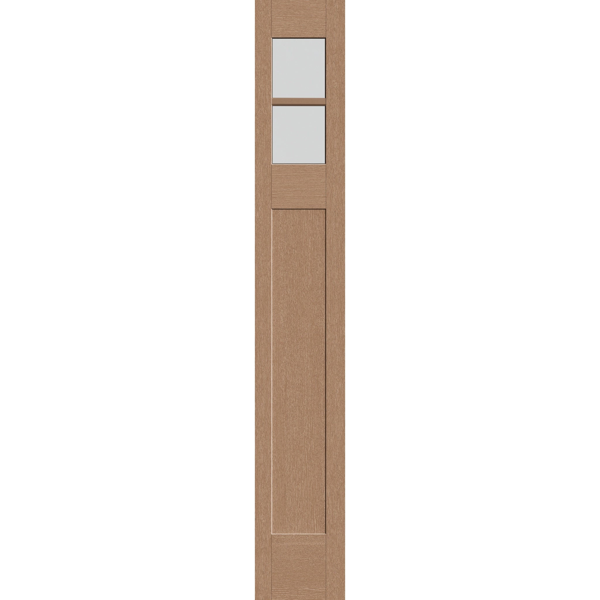 Frost flush glazed hurricane-rated fiberglass sidelite panel, Craftsman, 12" x 80", tan woodgrain finish