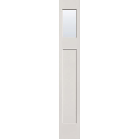 Clear flush glazed hurricane-rated fiberglass sidelite panel, Craftsman, 12" x 80", white satin smooth finish