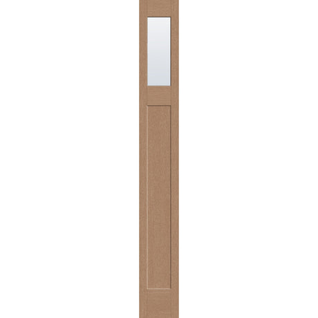Clear flush glazed hurricane-rated fiberglass sidelite panel, Craftsman, 12" x 96", tan woodgrain finish