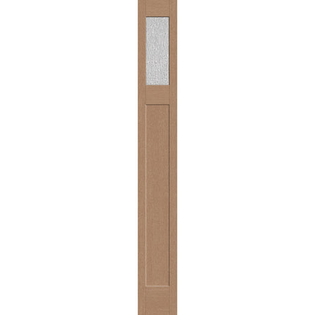 Rain flush glazed hurricane-rated fiberglass sidelite panel, Craftsman, 12" x 96", tan woodgrain finish