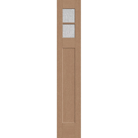 Rain flush glazed hurricane-rated fiberglass sidelite panel, Craftsman, 14" x 80", tan woodgrain finish