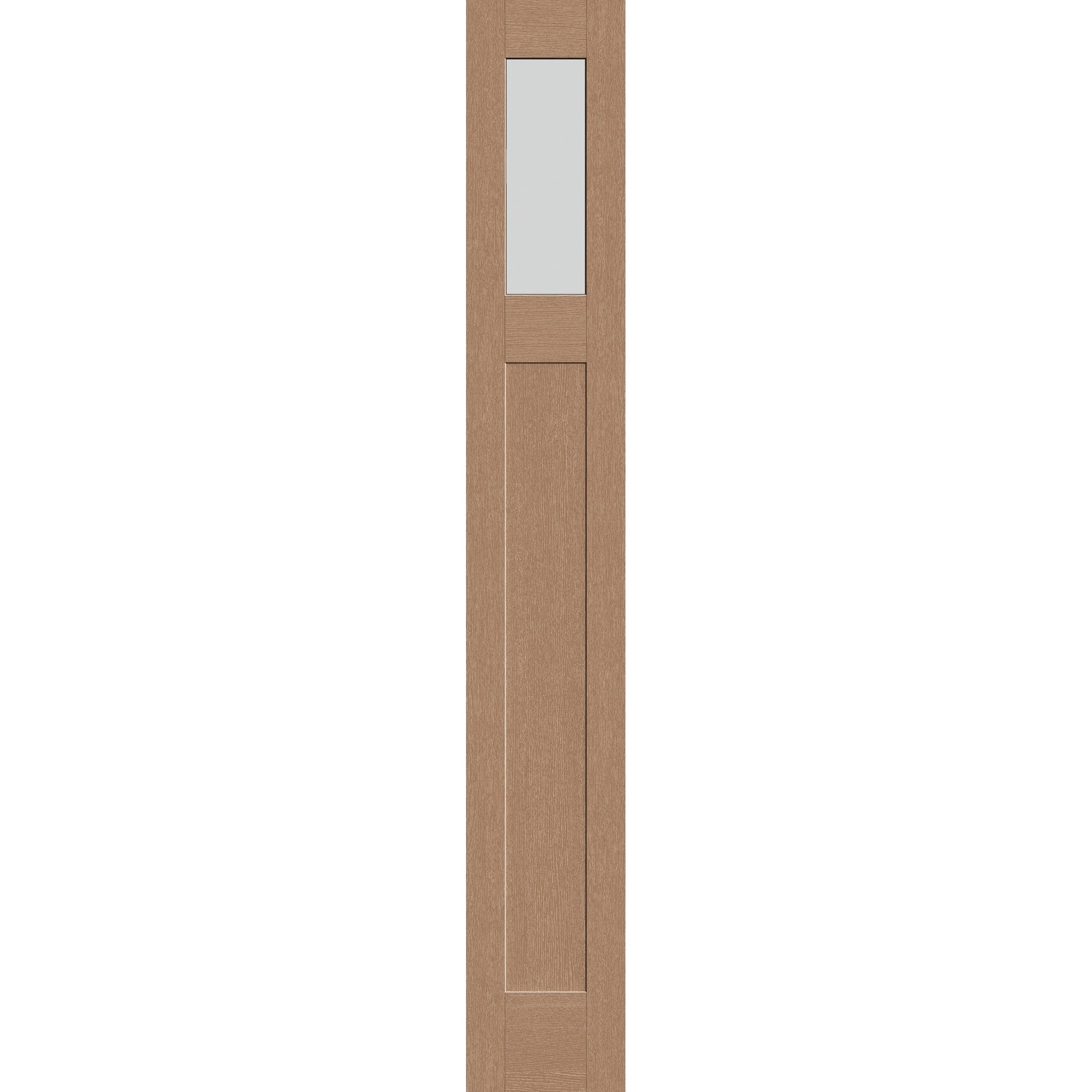 Frost flush glazed fiberglass sidelite panel, Craftsman, 14" x 96", tan woodgrain finish