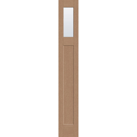 Clear flush glazed hurricane-rated fiberglass sidelite panel, Craftsman, 14" x 96", tan woodgrain finish