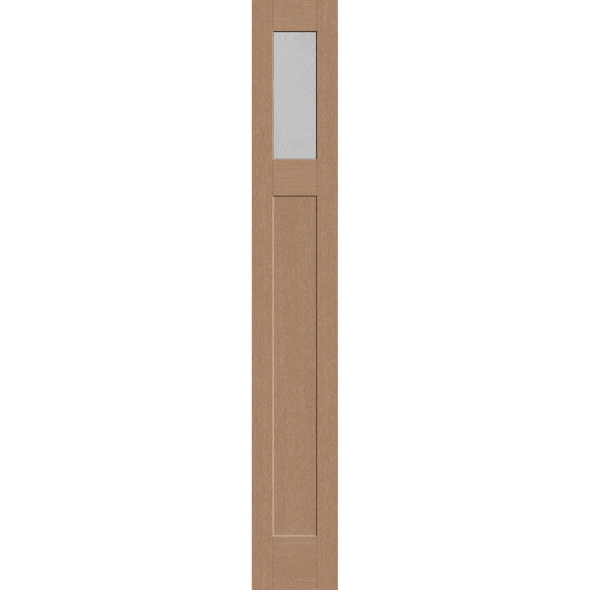 Micro-Granite flush glazed hurricane-rated fiberglass sidelite panel, Craftsman, 14" x 96", tan woodgrain finish