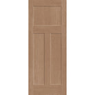 Hurricane-rated fiberglass entry door, 3 panel Craftsman, 32" x 80", tan woodgrain finish