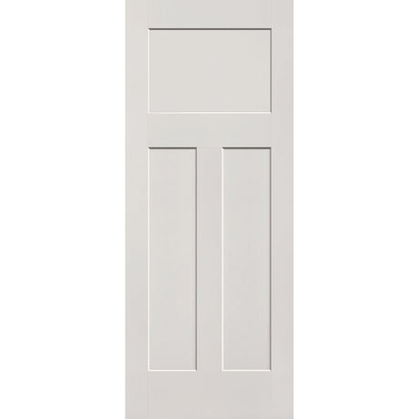 20-minute fire-rated fiberglass entry door, 3 panel Craftsman, 32" x 80", white satin smooth finish