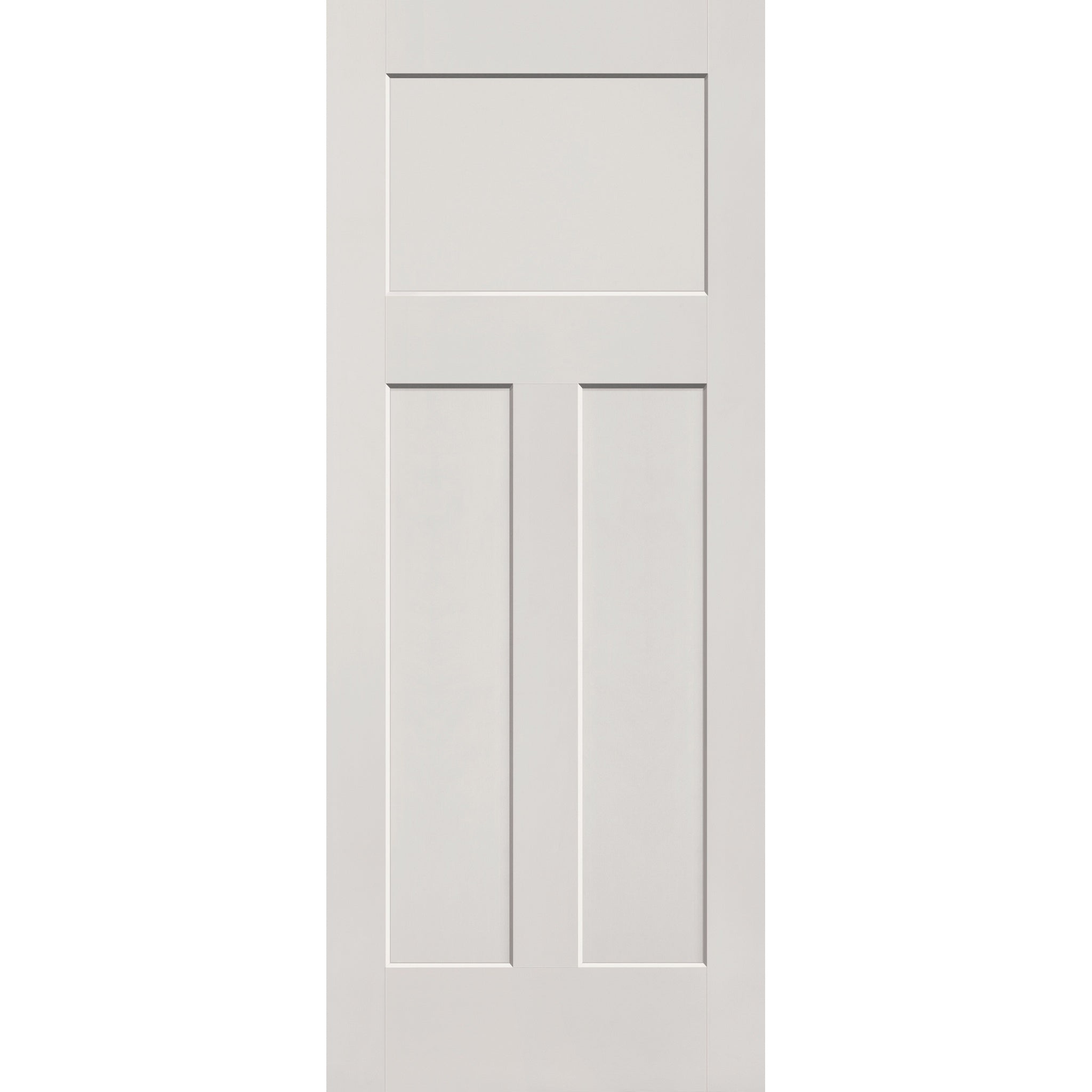Fiberglass entry door, 3 panel Craftsman, 32" x 80", white satin smooth finish