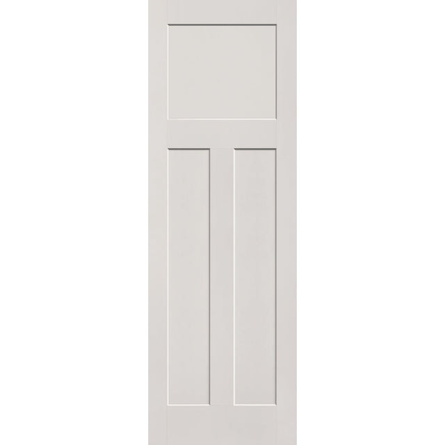 20-minute fire-rated fiberglass entry door, 3 panel Craftsman, 32" x 96", white satin smooth finish