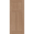 Hurricane-rated fiberglass entry door, 3 panel Craftsman, 34" x 80", tan woodgrain finish