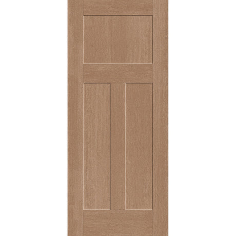 Fiberglass entry door, 3 panel Craftsman, 34" x 80", tan woodgrain finish