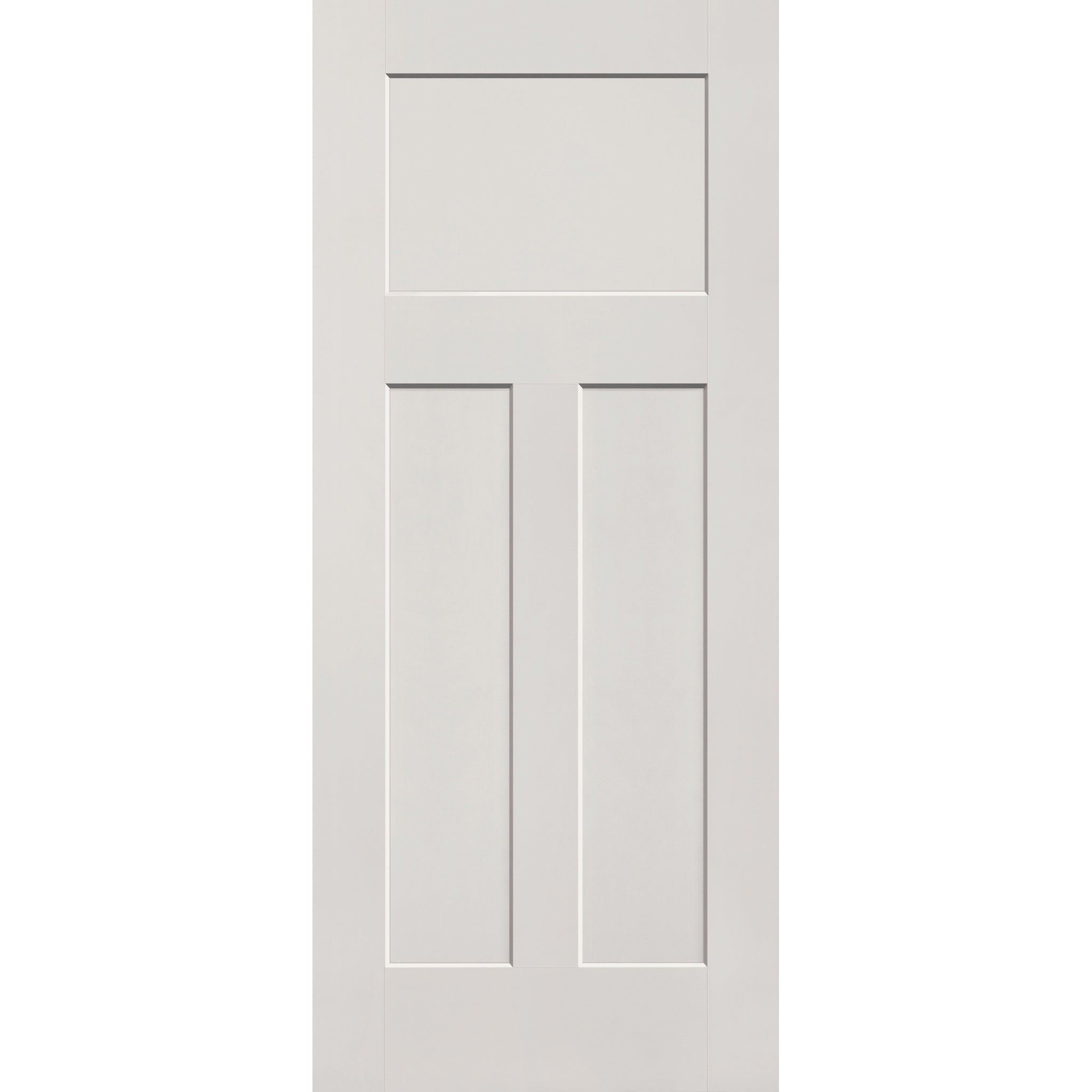 20-minute fire-rated fiberglass entry door, 3 panel Craftsman, 34" x 80", white satin smooth finish