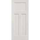 Hurricane-rated fiberglass entry door, 3 panel Craftsman, 34" x 80", white satin smooth finish