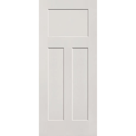 Fiberglass entry door, 3 panel Craftsman, 34" x 80", white satin smooth finish