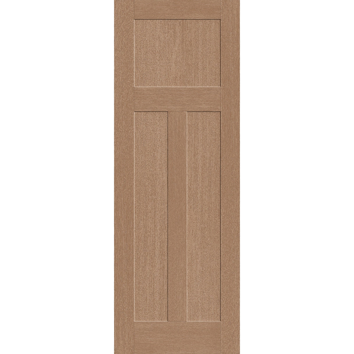 Fiberglass entry door, 3 panel Craftsman, 34" x 96", tan woodgrain finish