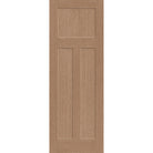Fiberglass entry door, 3 panel Craftsman, 34" x 96", tan woodgrain finish