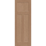 Fiberglass entry door, 3 panel Craftsman, 34" x 96", tan woodgrain finish