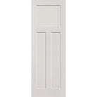 Hurricane-rated fiberglass entry door, 3 panel Craftsman, 34" x 96", white satin smooth finish