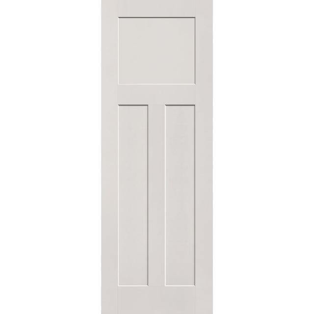 Fiberglass entry door, 3 panel Craftsman, 34" x 96", white satin smooth finish