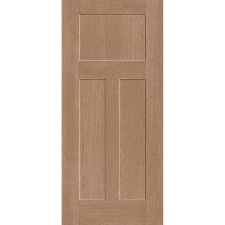 Fiberglass entry door, 3 panel Craftsman, 36" x 80", tan woodgrain finish