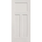 20-minute fire-rated fiberglass entry door, 3 panel Craftsman, 36" x 80", white satin smooth finish