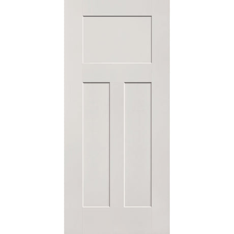 Fiberglass entry door, 3 panel Craftsman, 36" x 80", white satin smooth finish